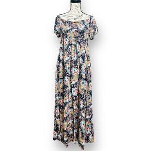 Jessica Simpson Women's L Maternity Floral Long Maxi Dress with Pockets Cottagec
